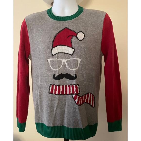 Ugly Christmas Invisible Man Mens Size M Holyday Christmas Grey Red Sweater - Picture 5 of 8